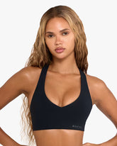 BO&TEE SOFT ACTIVE V-NECK SPORTS BRA 'WITH LOVE EDIT' BLACK