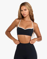 BO&TEE SOFT ACTIVE SWEETHEART-NECK SPORTS BRA 'WITH LOVE EDIT' BLACK