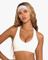 BO&TEE SOFT ACTIVE V-NECK SPORTS BRA 'WITH LOVE EDIT' WHITE