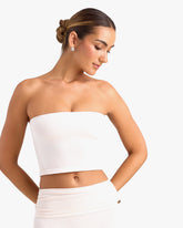 BO&TEE BANDEAU CROP TOP WASHED CREAM