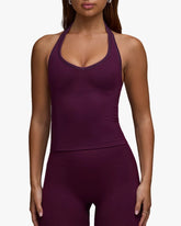 BO&TEE DEFINE LUXE HALTERNECK TANK TOP GRAPE