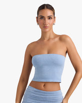 BO&TEE BANDEAU CROP TOP WASHED BLUE