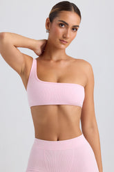 BO&TEE ONE-SHOULDER SPORTS BRA WASHED ICE PINK