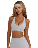 BO&TEE SOFT ACTIVE V-NECK SPORTS BRA 'WITH LOVE EDIT' GREY MARL