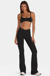 BO&TEE SOFT ACTIVE V-WAIST FLARED LEGGINGS BLACK