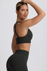 BO&TEE SUPER SCULPT SEAMLESS CROSS-BACK SPORTS BRA ASH