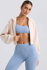 BO&TEE ZIP-UP CROPPED HOODIE WASHED CREAM