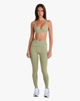 FOLDOVER MID-RISE STIRRUP LEGGINGS IN MATCHA