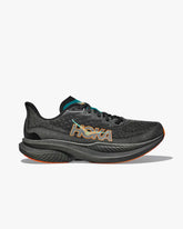 HOKA MENS RUNNING SHOES MACH6 BLACK/ELECTRIC TANGERINE