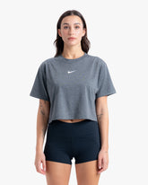 NIKE S&C WOMEN'S CROPPED TEE CHARCOAL/WHITE