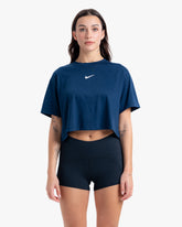 NIKE S&C WOMEN'S CROPPED TEE NAVY/WHITE