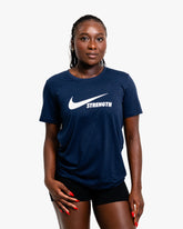 NIKE STRENGTH WOMEN'S TEE NAVY/WHITE