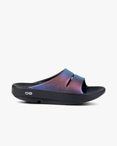 OOFOS WOMEN'S LUXE SLIDE SANDALS - MIDNIGHT SPECTRE