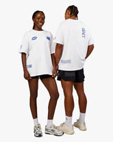 STATIC GRIT HEAVYWEIGHT OVERSIZED TEE - WHITE-ELECTRIC INDIGO