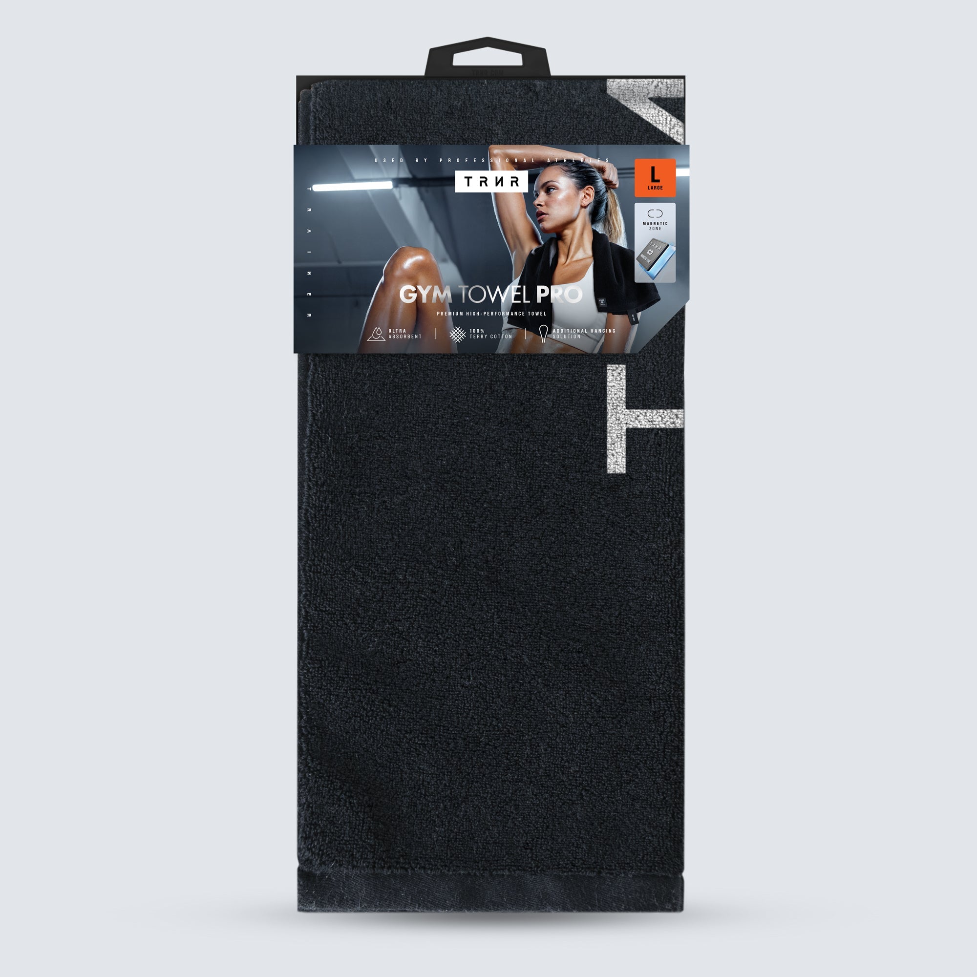TRNR GYM TOWEL LARGE BLACK - image 1
