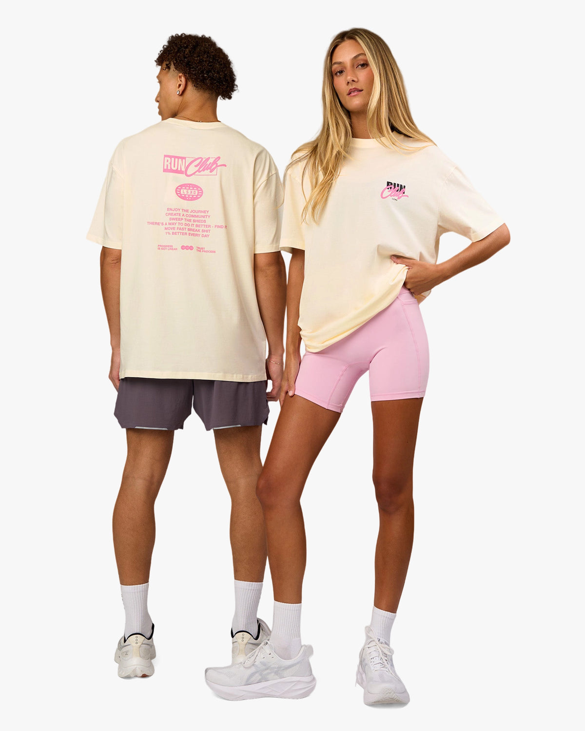 VALUES RUN CLUB FLXCOTTON TEE - OFF WHITE-CANDY PINK