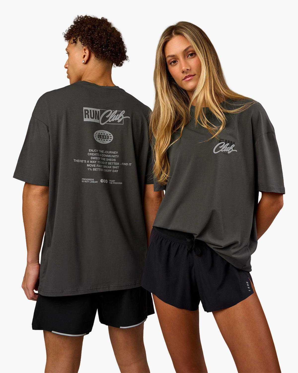 VALUES RUN CLUB FLXCOTTON TEE - DARK STORM-ALLOY