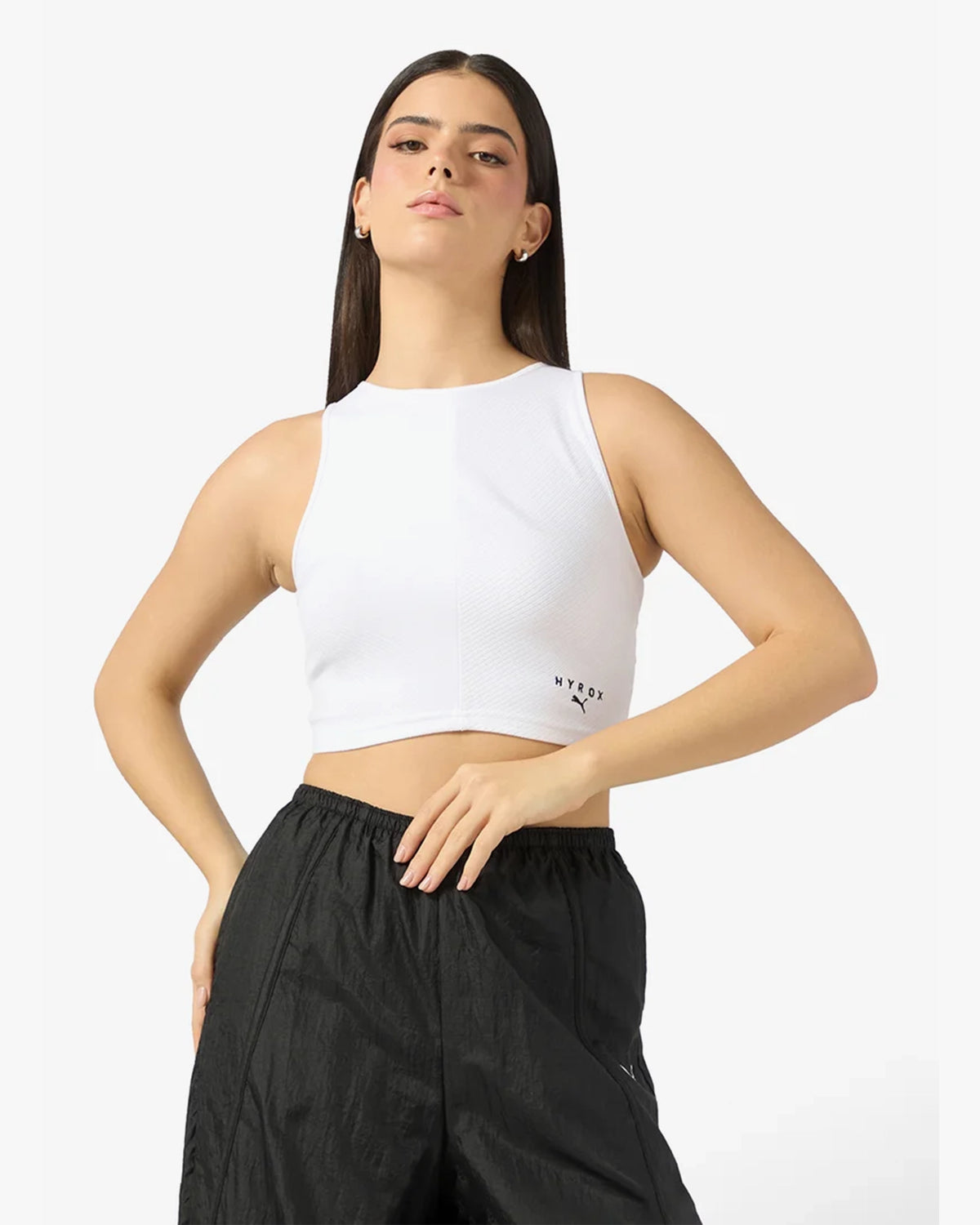 PUMA X HYROX WOMEN'S RIB CROP TANK WHITE