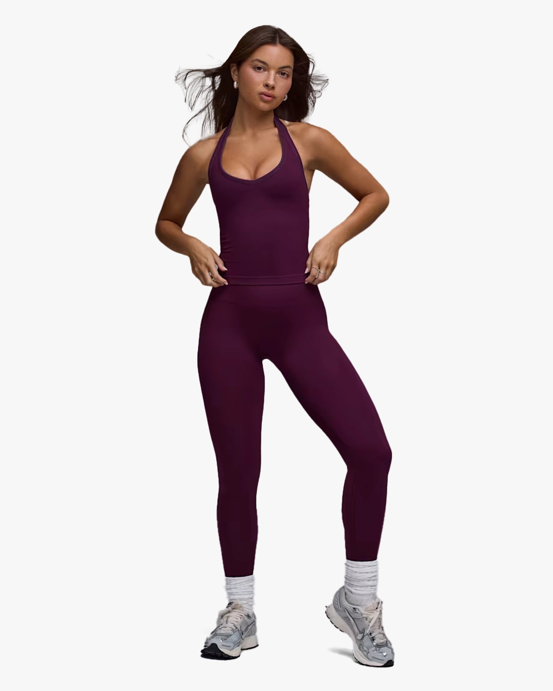 BO&TEE DEFINE LUXE HALTERNECK TANK TOP GRAPE
