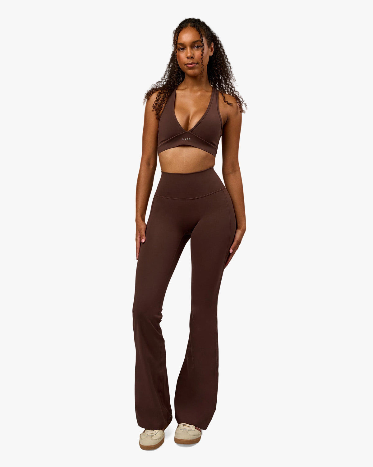 FUSION V-CONTOUR HIGH-RISE FLARED LEGGING POCKETS - HOT CHOCOLATE