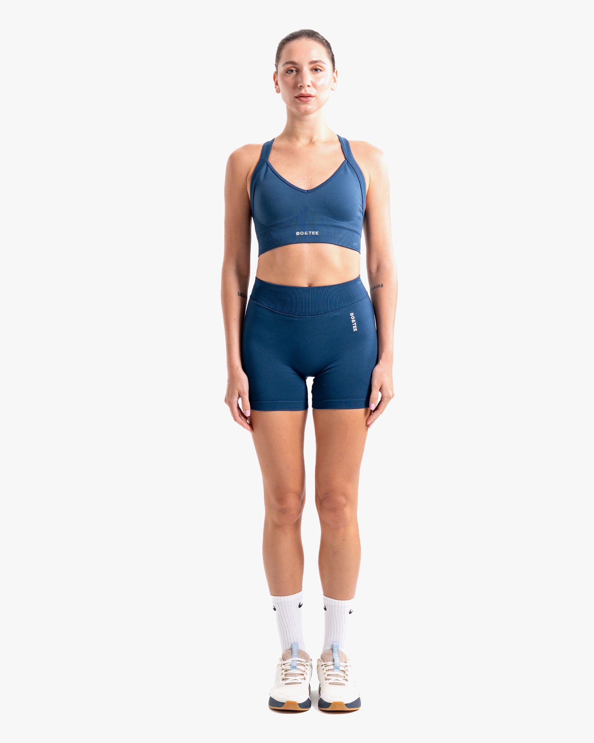 BO&TEE SUPER SCULPT SEAMLESS MINI SHORTS BLUE