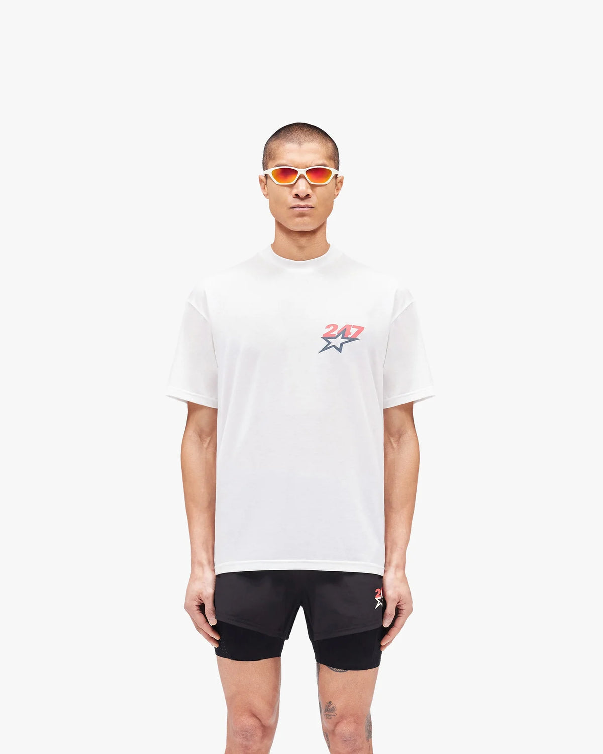 247 STAR PRINT OVERSIZED TSHIRT FLAT WHITE