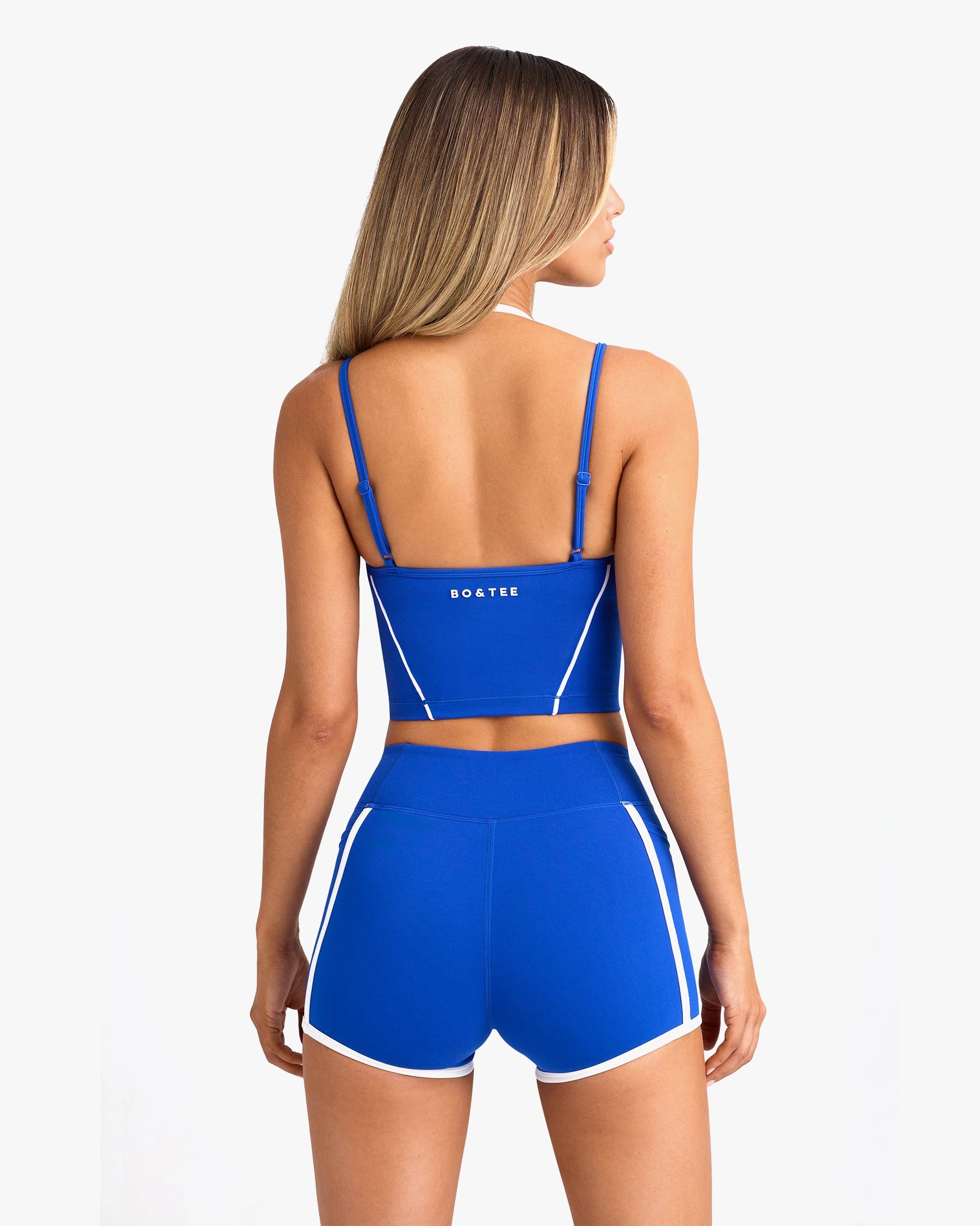 BO&TEE SOFT ACTIVE LAYERED CROPPED TANK TOP COBALT BLUE