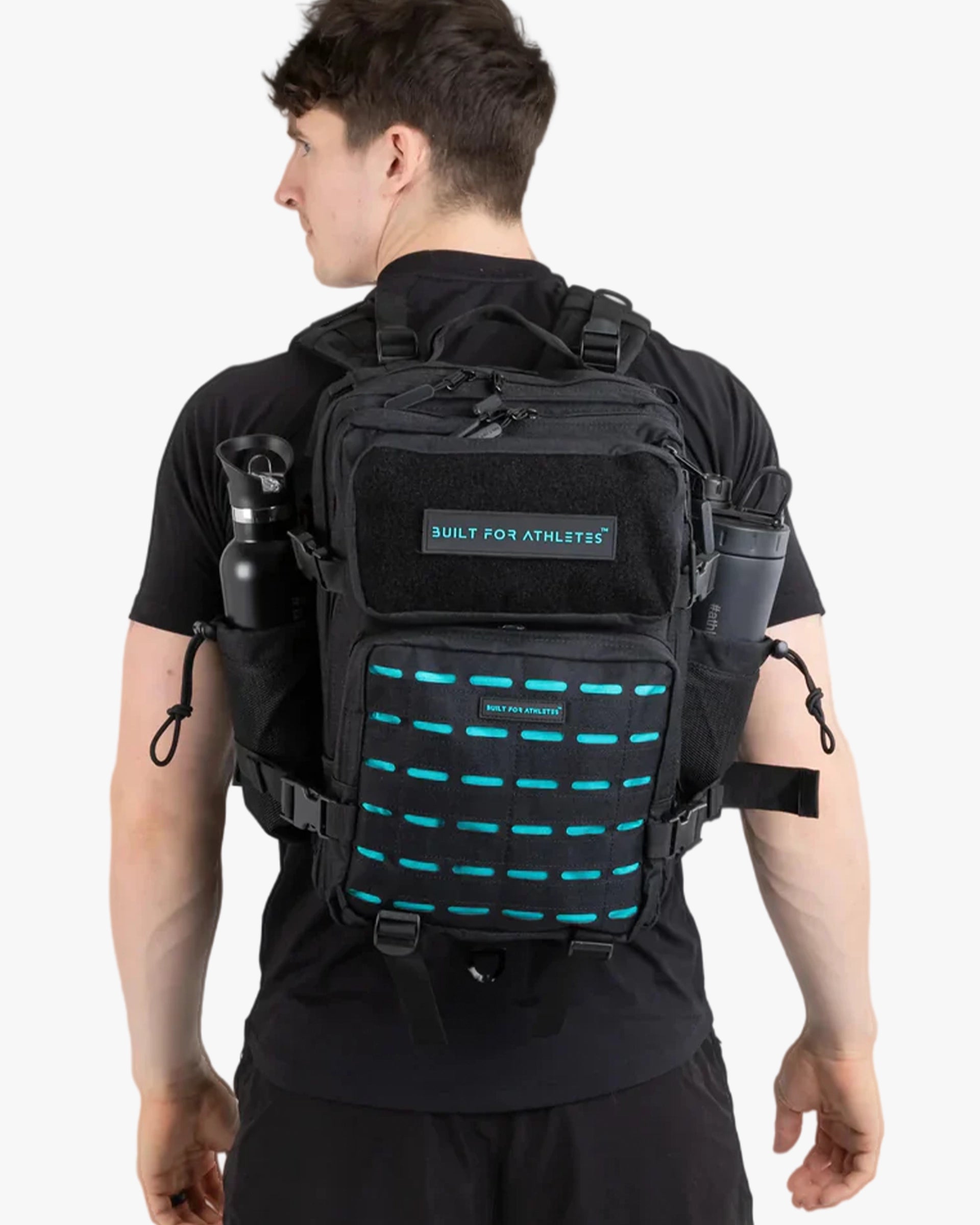 SMALL GYM BACK PACK BUILT FOR ATHLETES BLACK - AQUA