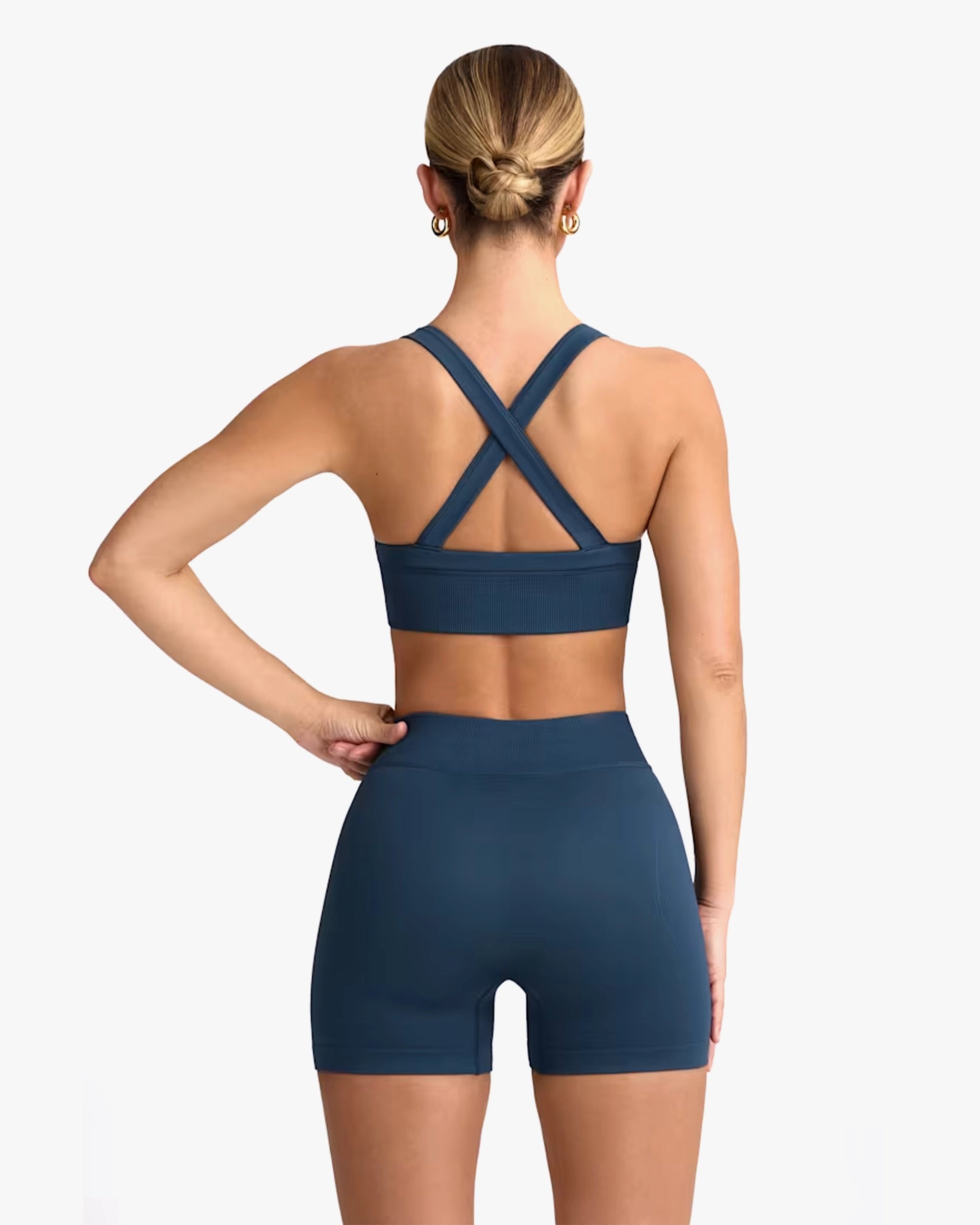 BO&TEE SUPER SCULPT SEAMLESS MINI SHORTS BLUE