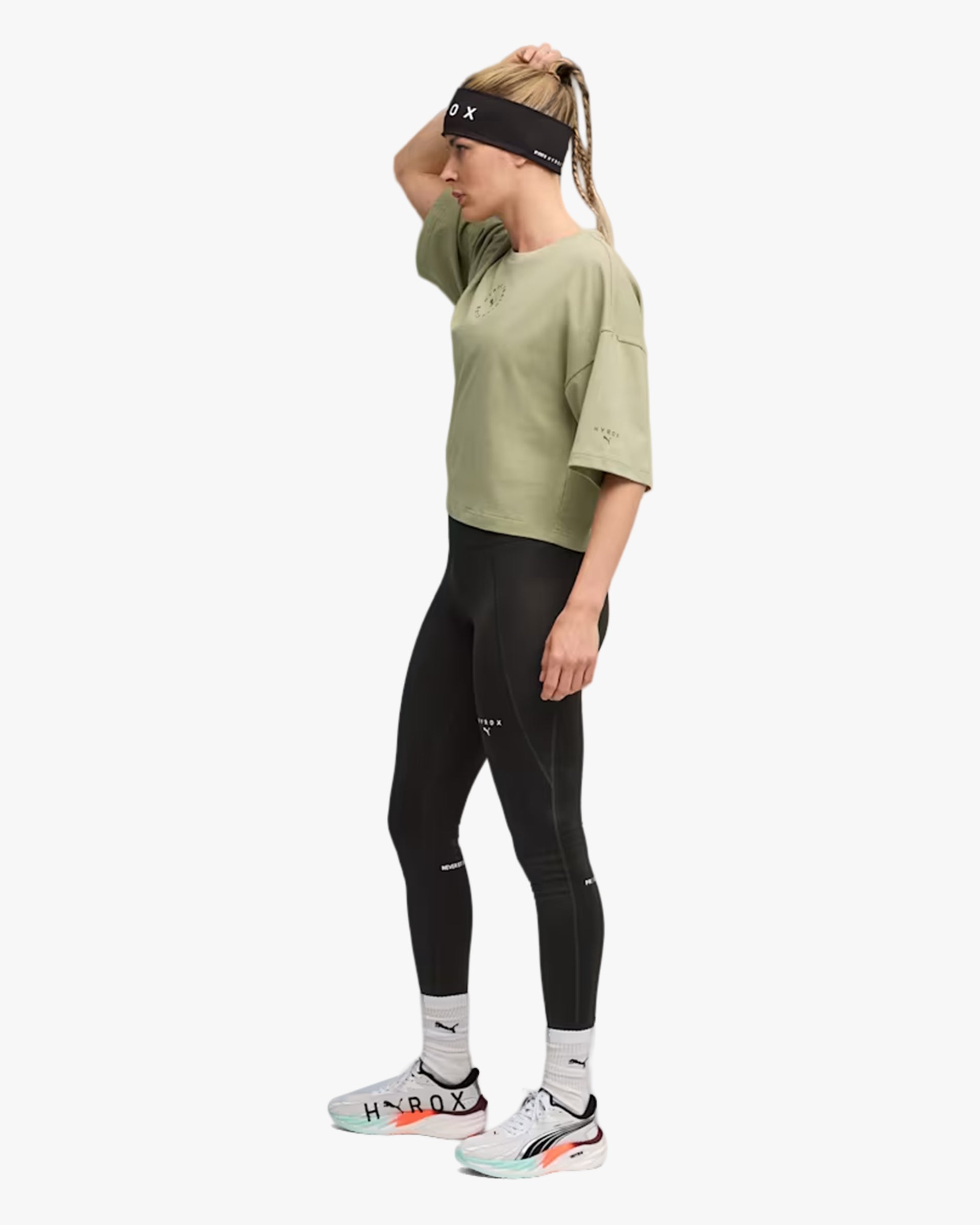 PUMA X HYROX WOMEN'S CROPPED LIFESTYLE TEE LUX ARMY
