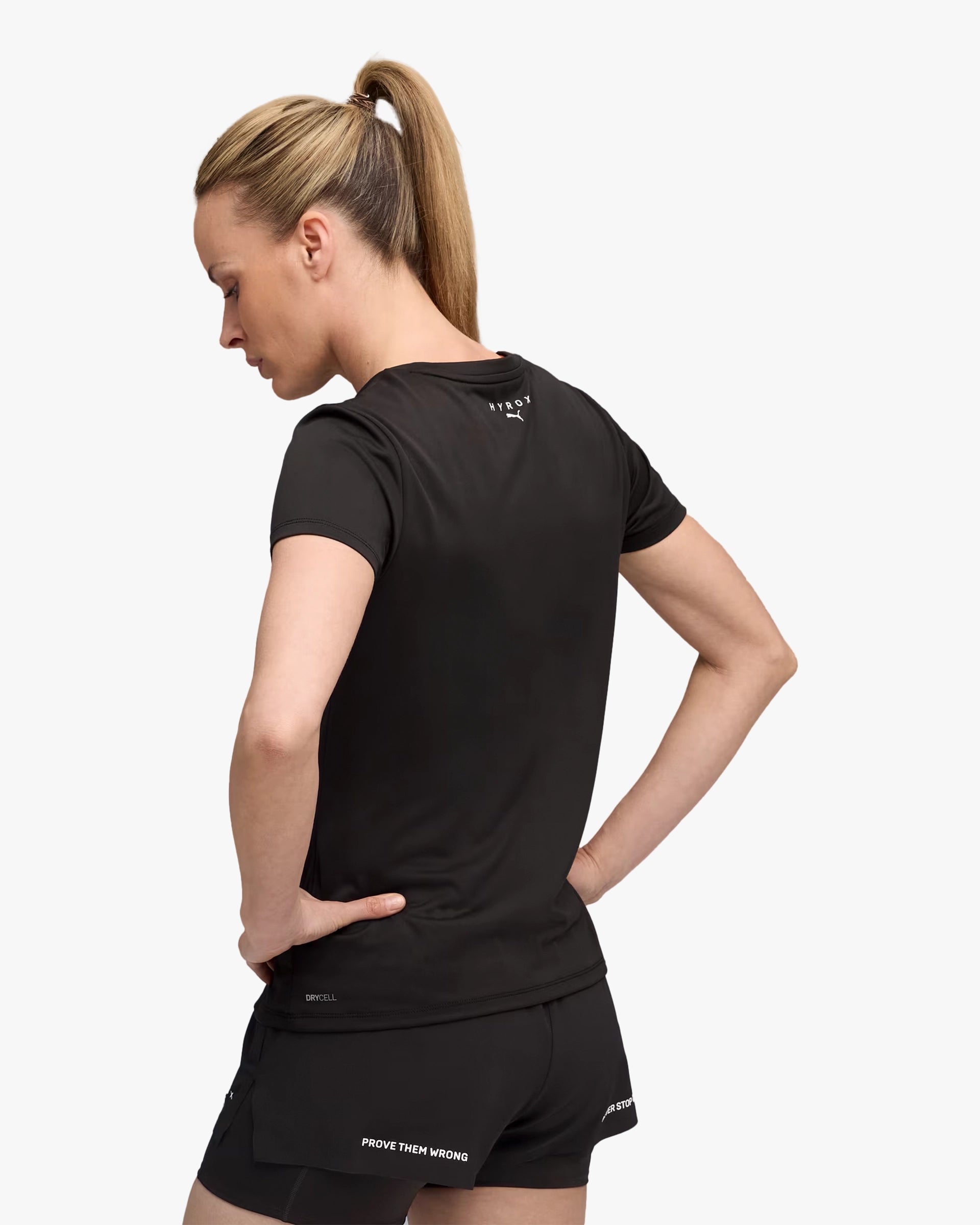 PUMA X HYROX WOMEN'S POLY GRAPHIC TEE BLACK