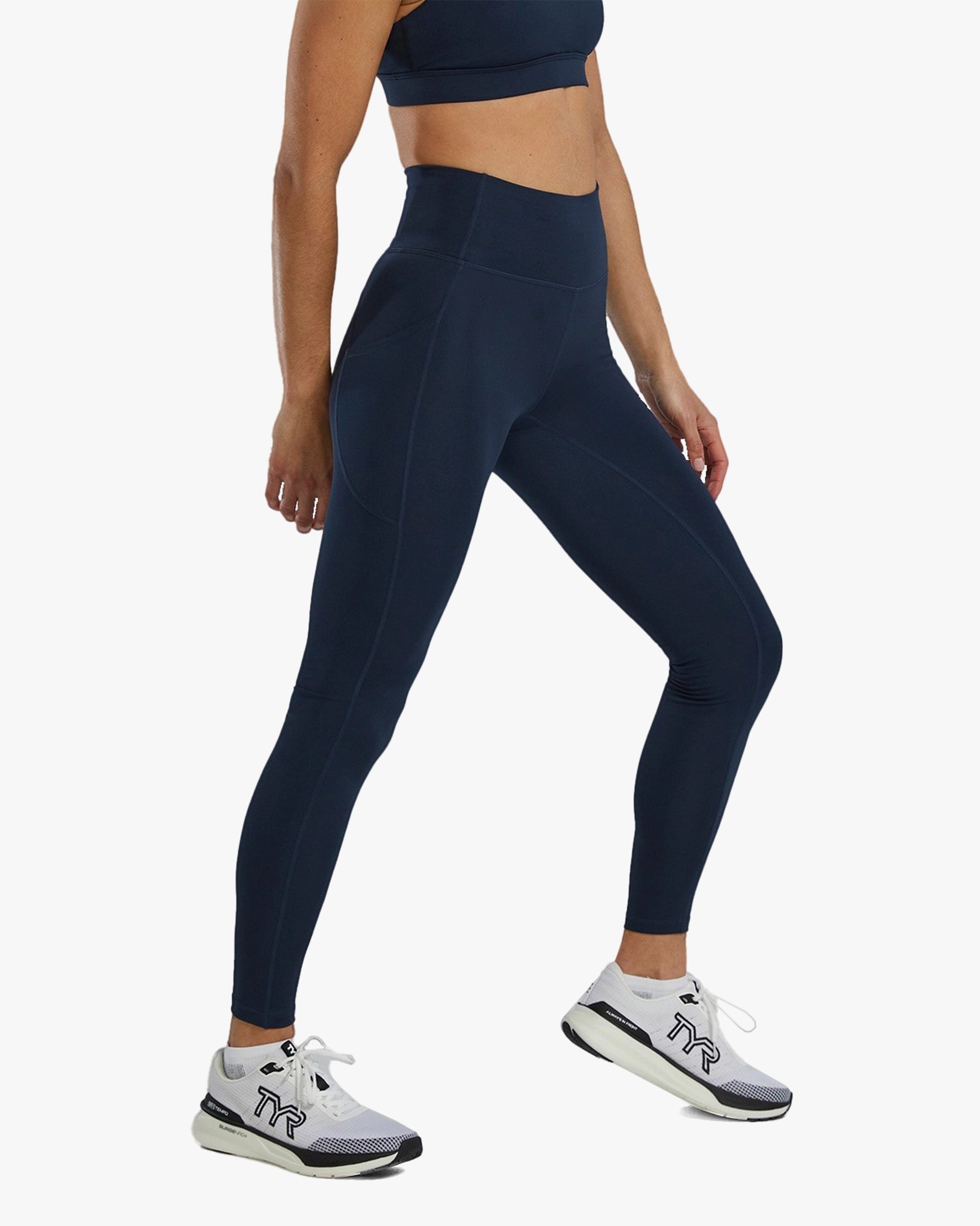 TYR LADIES BK 28  LEGGINGS WITH POCKET TOTAL ECLIPSE