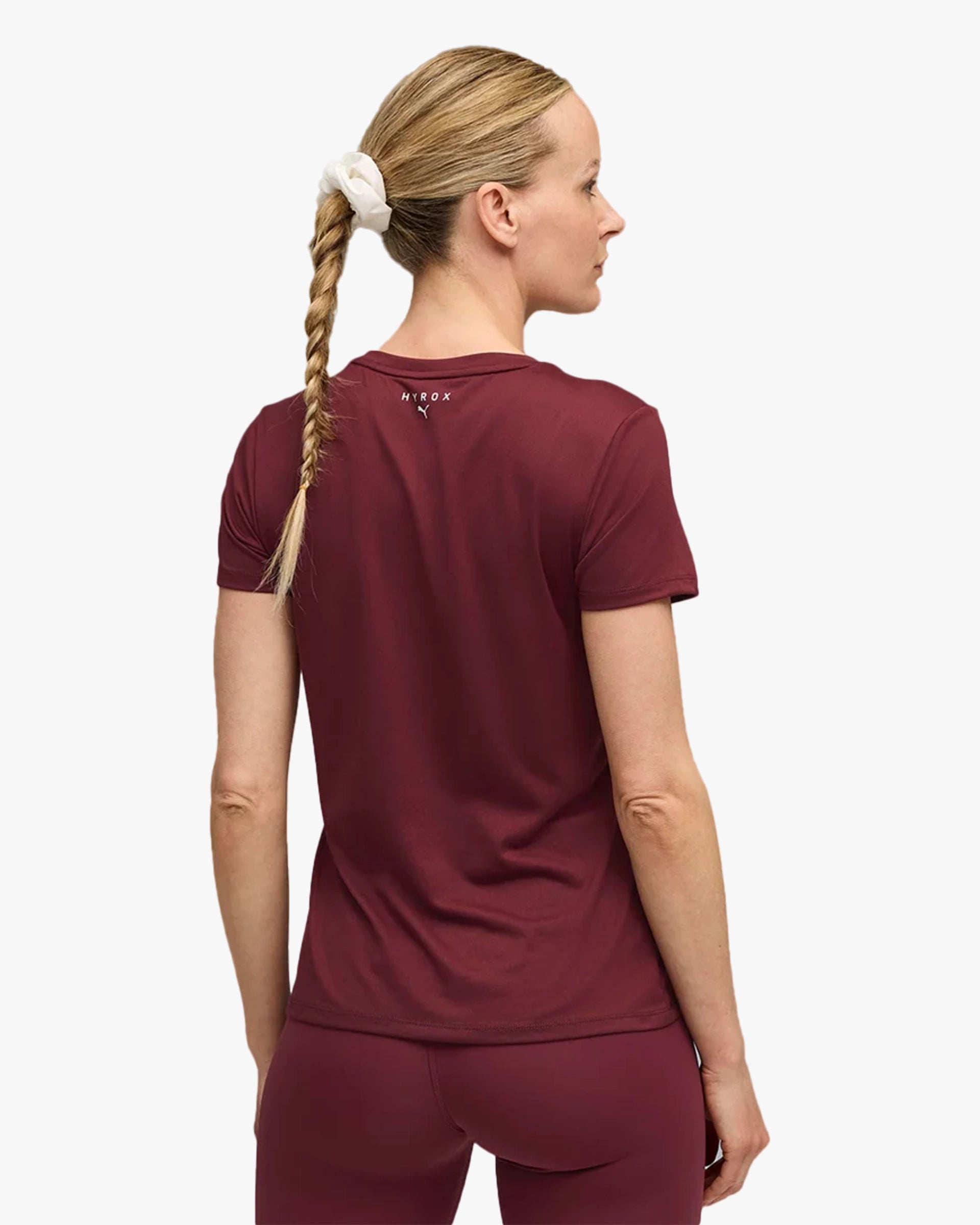 PUMA X HYROX WOMEN'S POLY GRAPHIC TEE RUBY SHIMMER