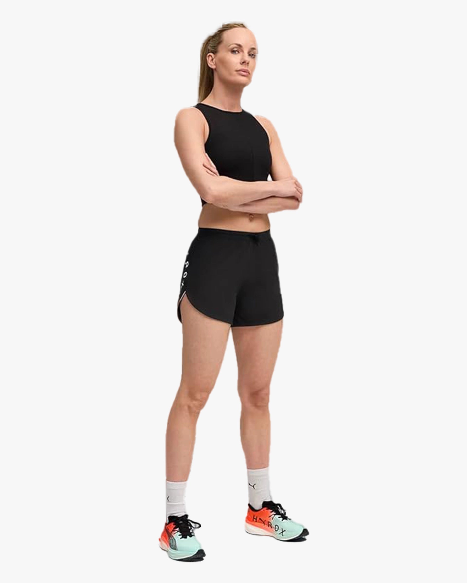 PUMA X HYROX WOMEN'S RIB CROP TANK BLACK
