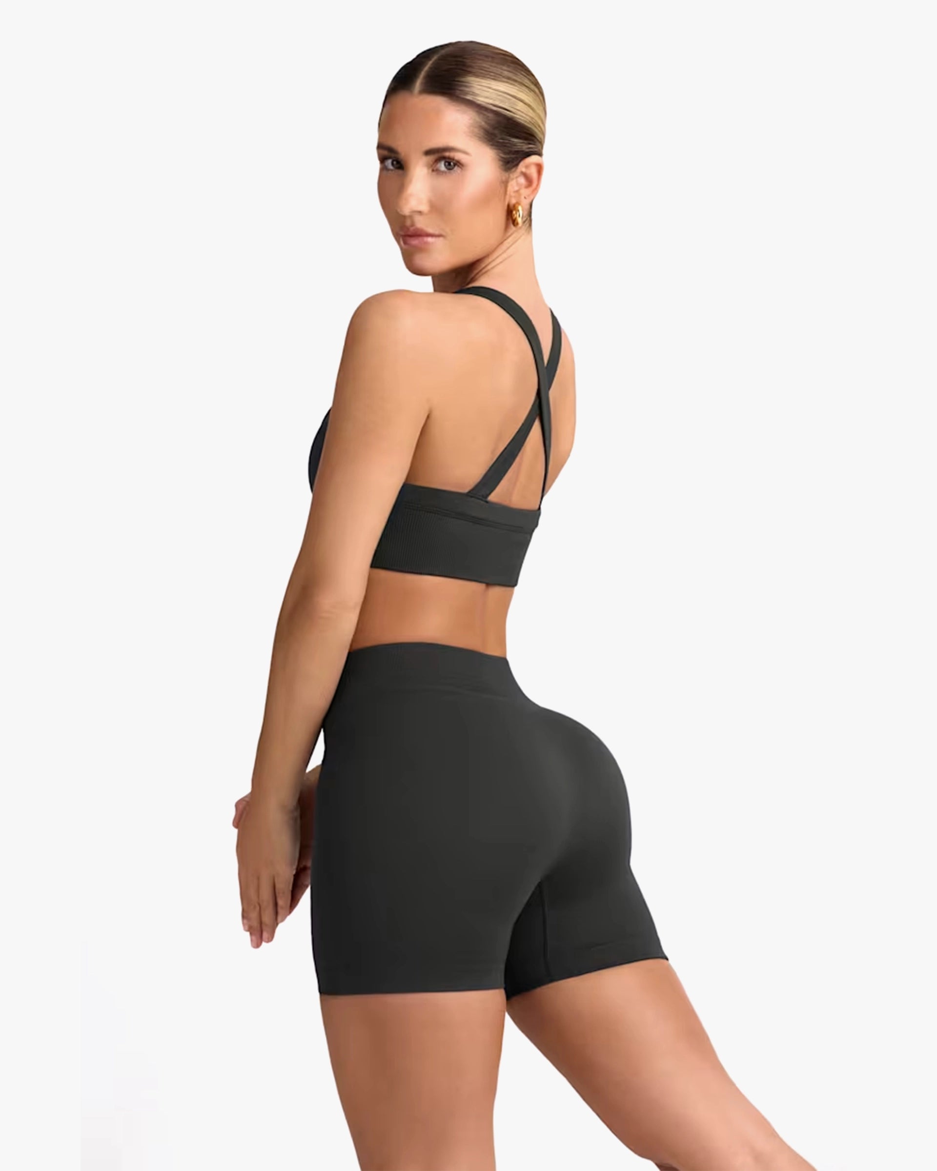 BO&TEE SUPER SCULPT SEAMLESS MINI SHORTS ASH