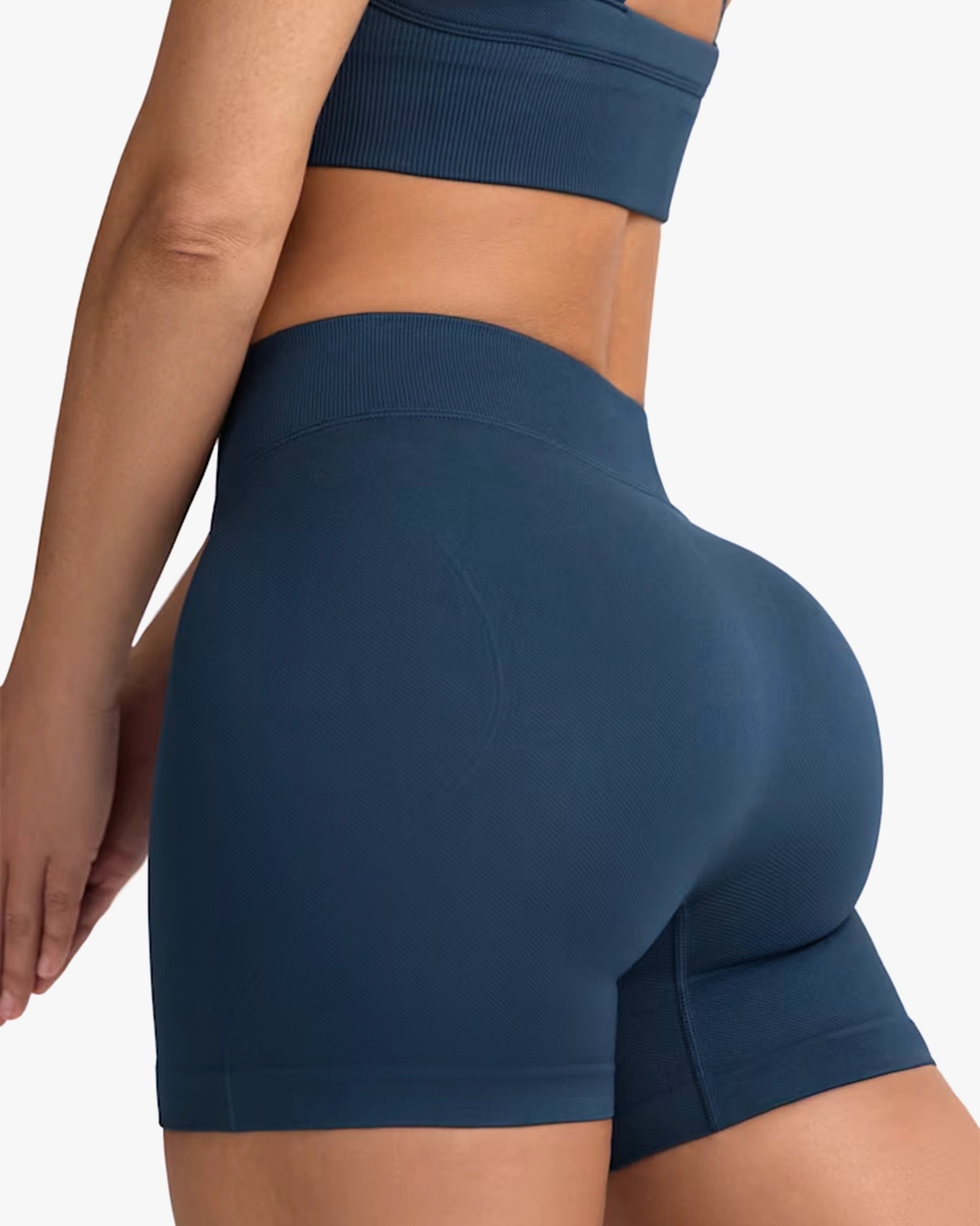 BO&TEE SUPER SCULPT SEAMLESS MINI SHORTS BLUE