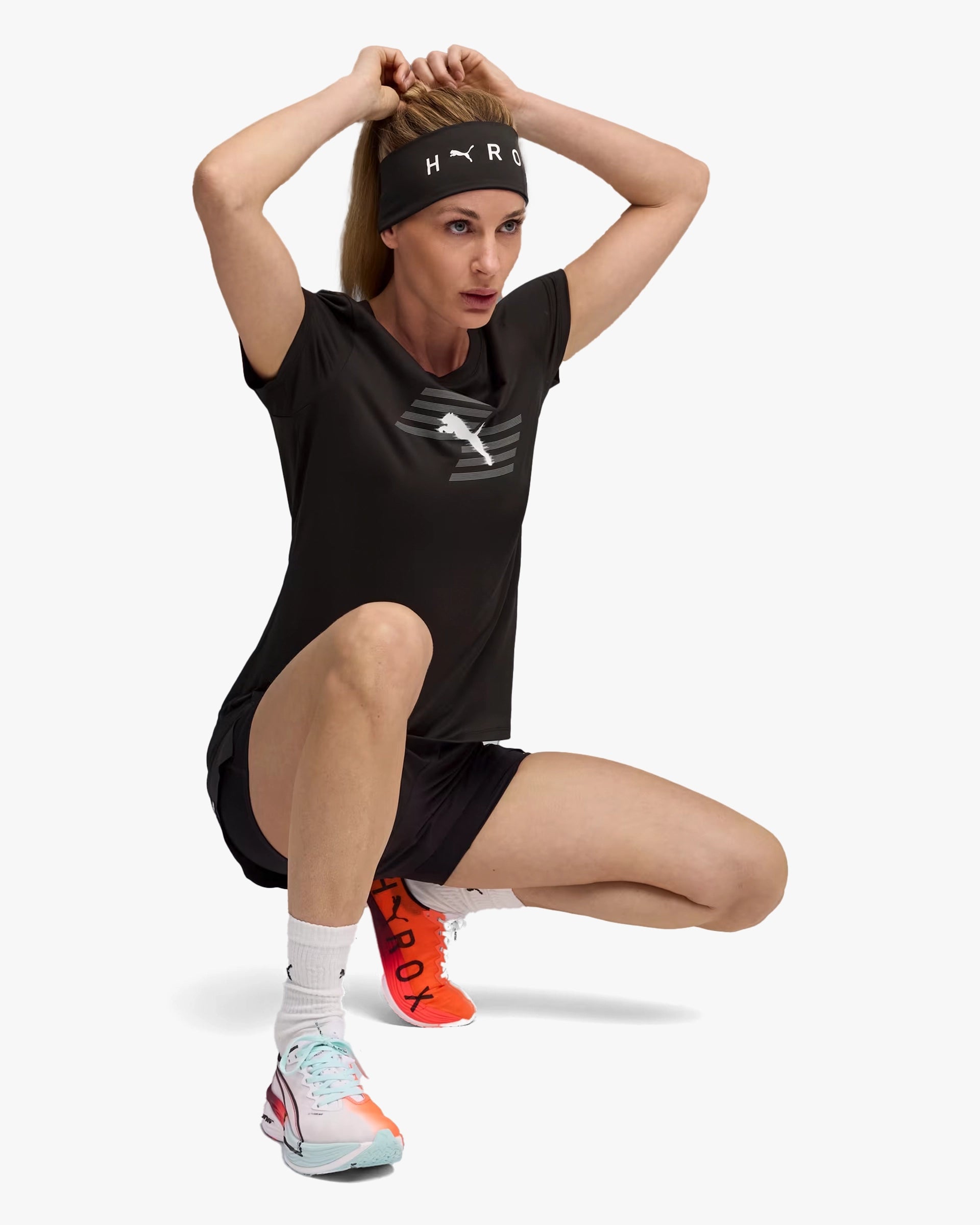 PUMA X HYROX WOMEN'S POLY GRAPHIC TEE BLACK