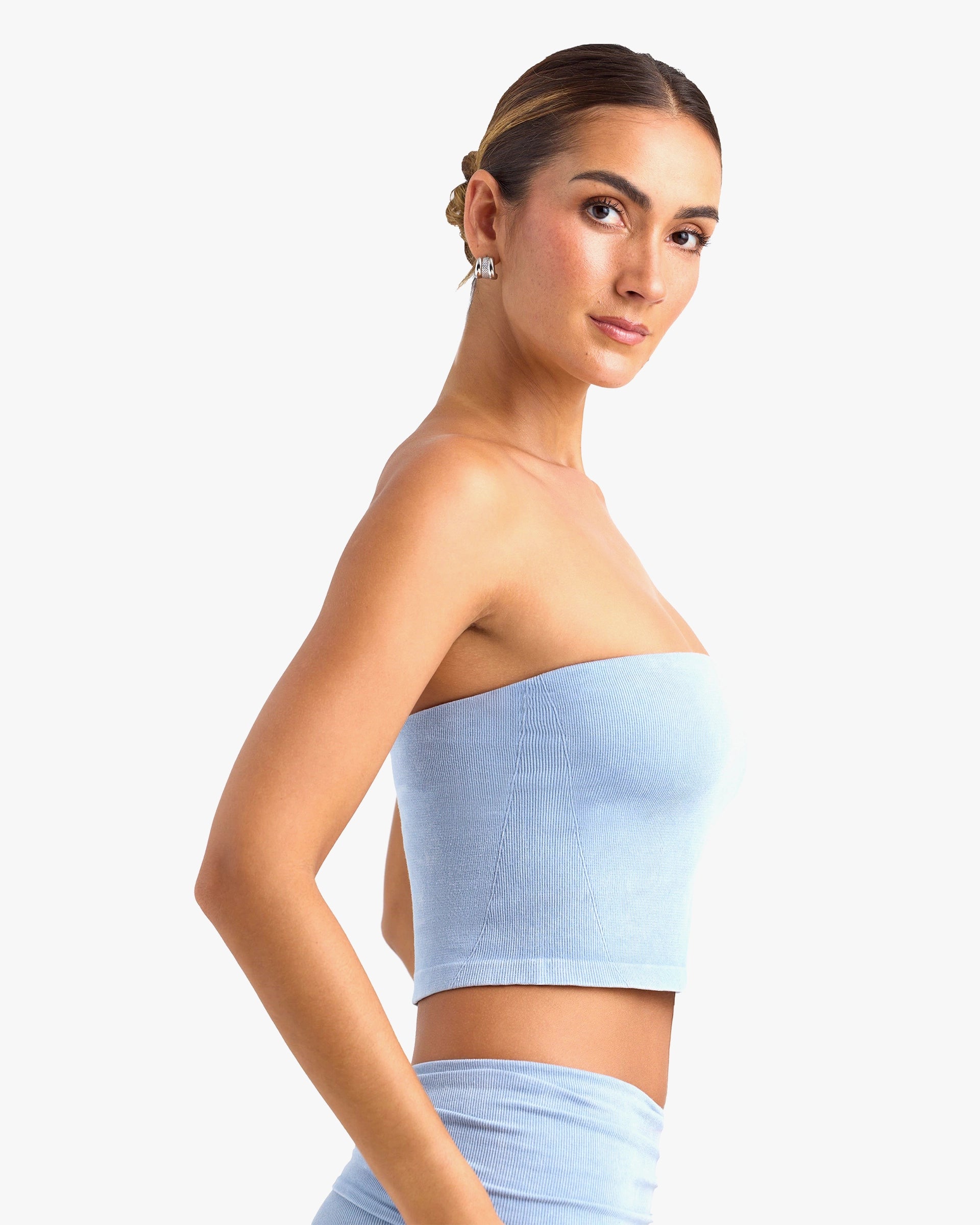 BO&TEE BANDEAU CROP TOP WASHED BLUE