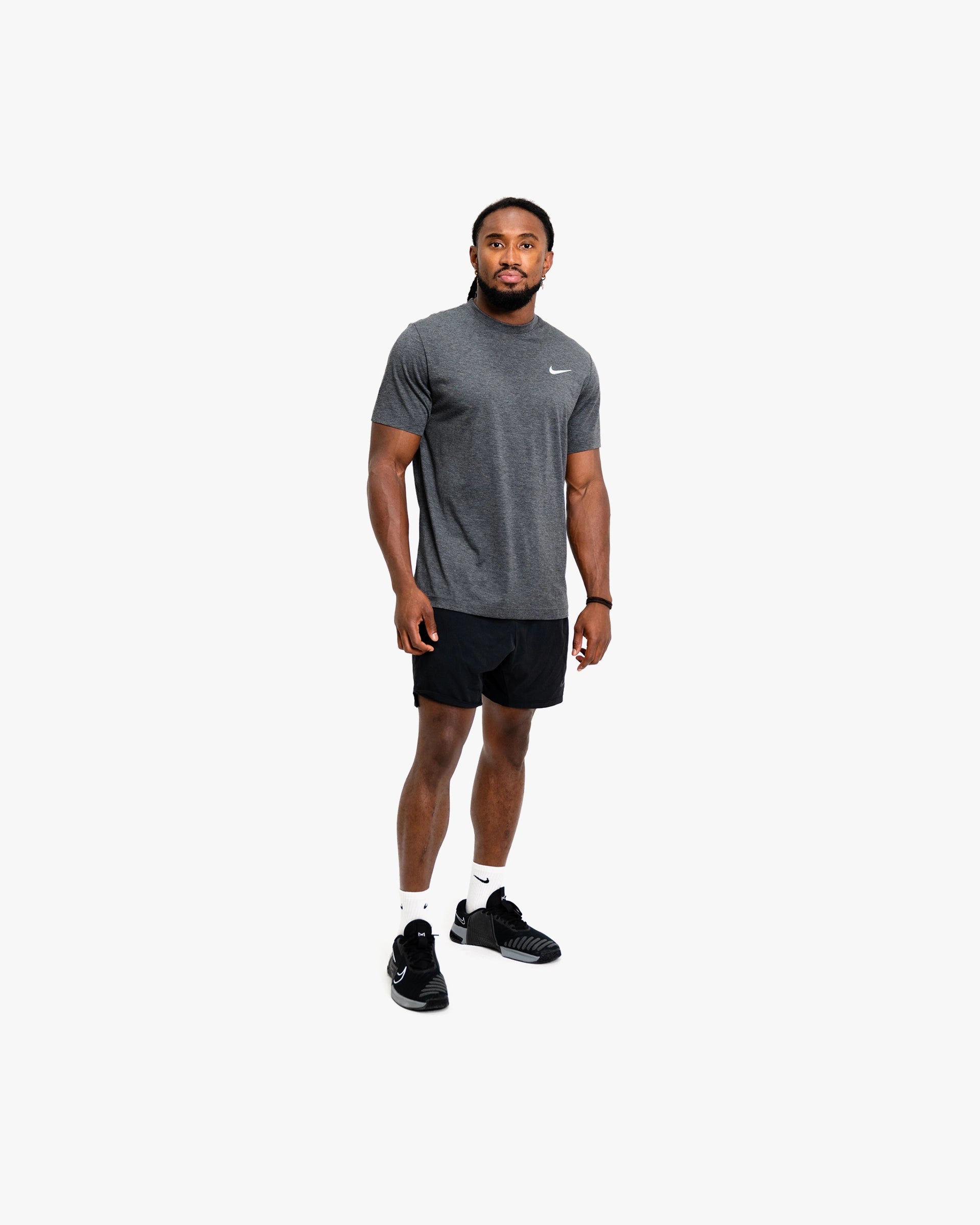 NIKE S&C MEN'S TEE HEATHER CHARCOAL/WHITE