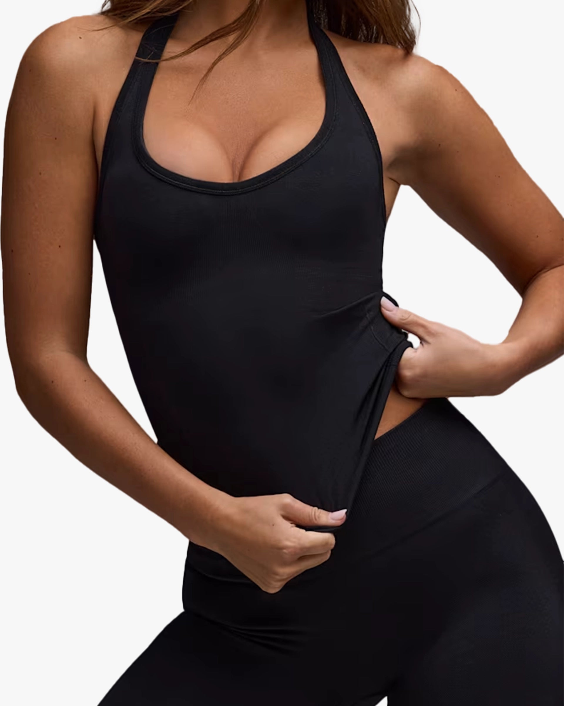BO&TEE DEFINE LUXE HALTERNECK TANK TOP BLACK