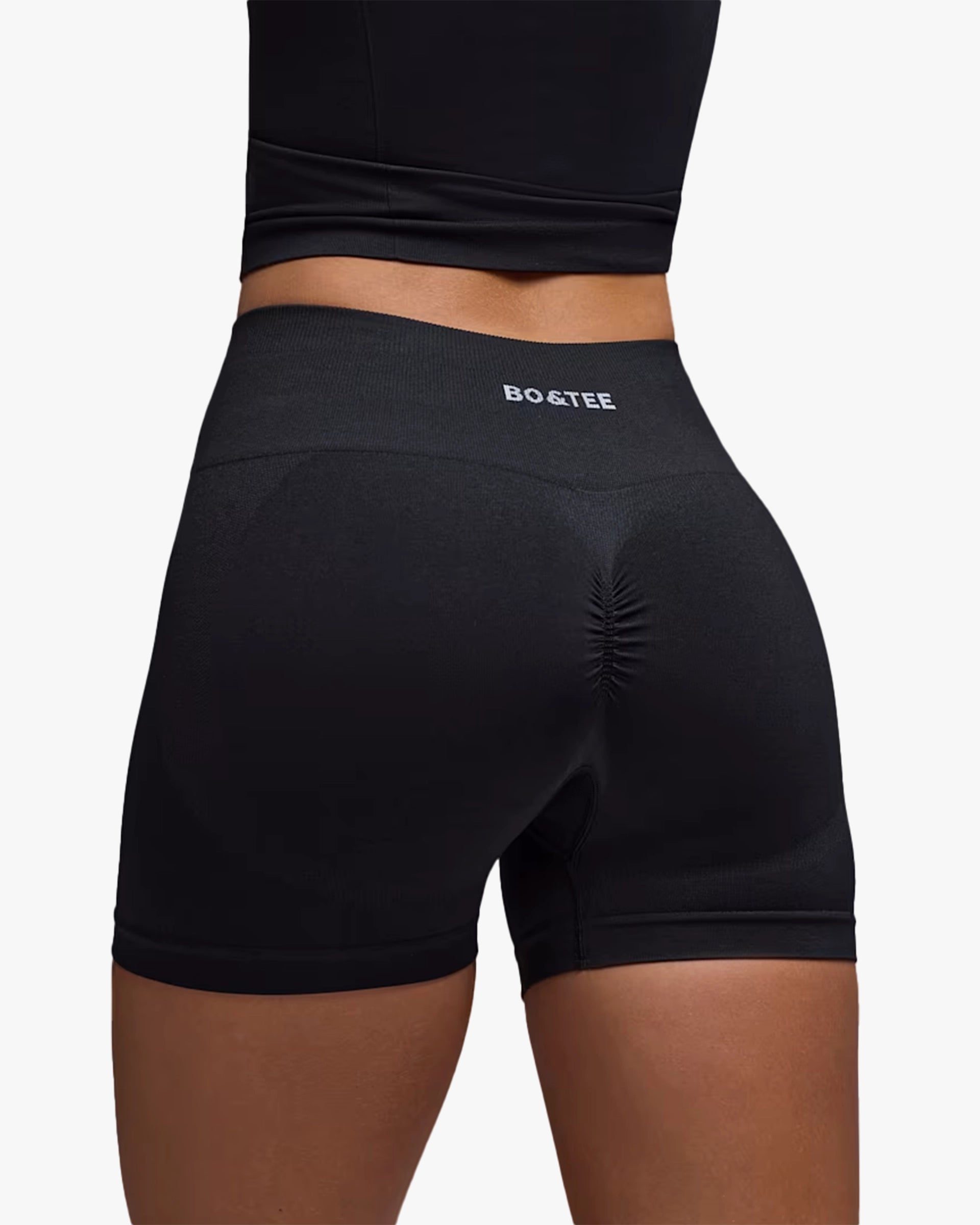 BO&TEE DEFINE LUXE HIGH-WAIST MINI SHORTS BLACK