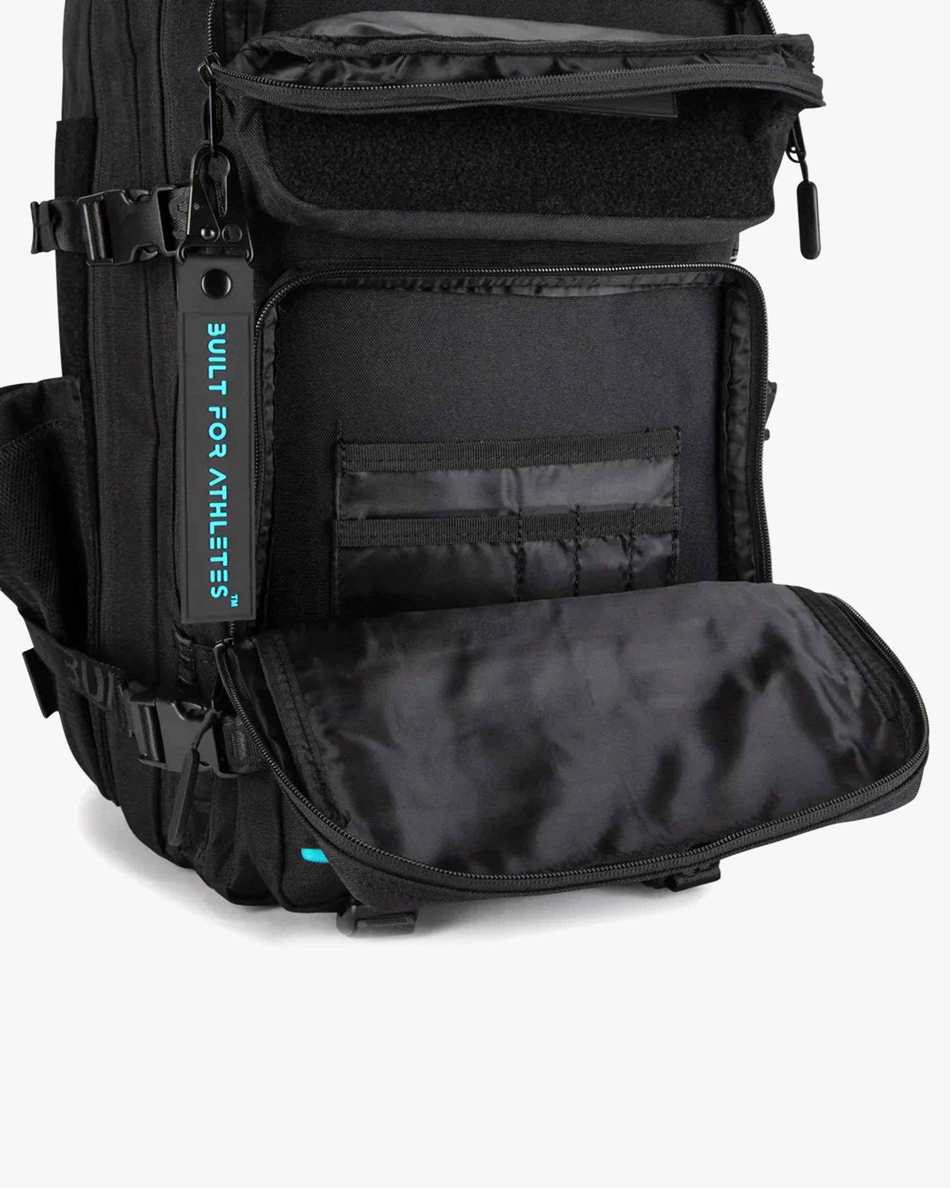 LARGE GYM BACKPACK BUILT FOR ATHLETES BLACK AQUA