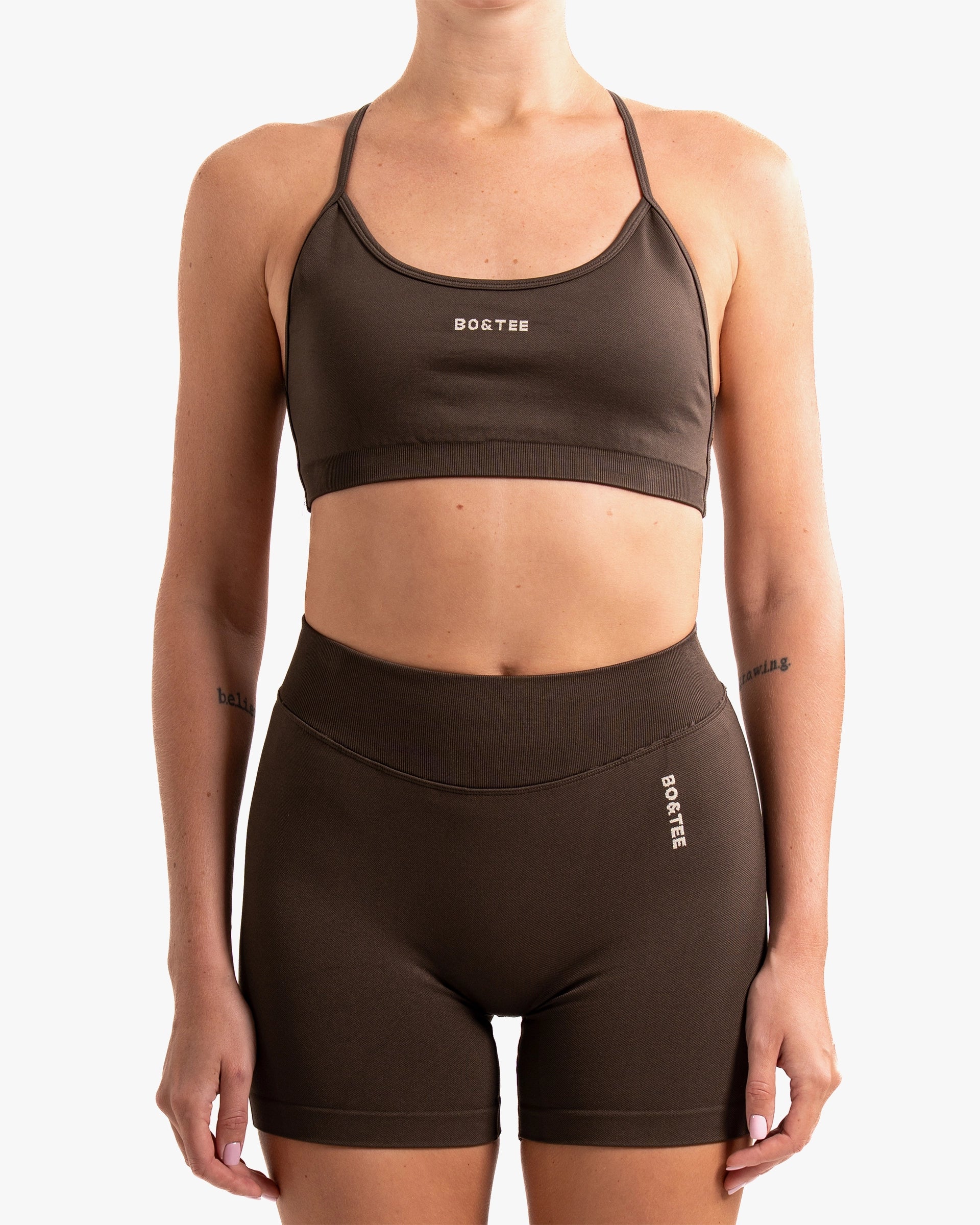 BO&TEE SUPER SCULPT SEAMLESS MINI SHORTS BROWN