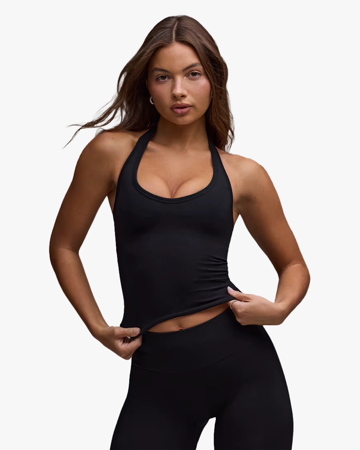 BO&TEE DEFINE LUXE HALTERNECK TANK TOP BLACK