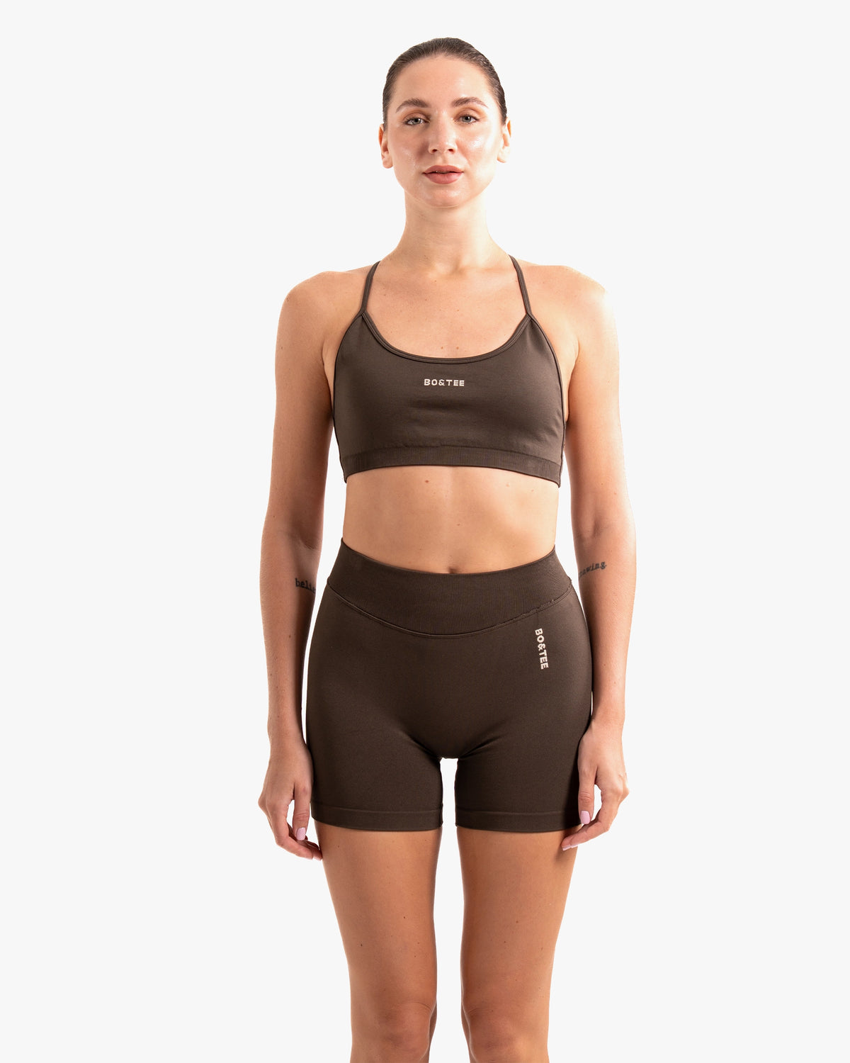 BO&TEE SUPER SCULPT SEAMLESS BACKLESS SPORTS BRA BROWN