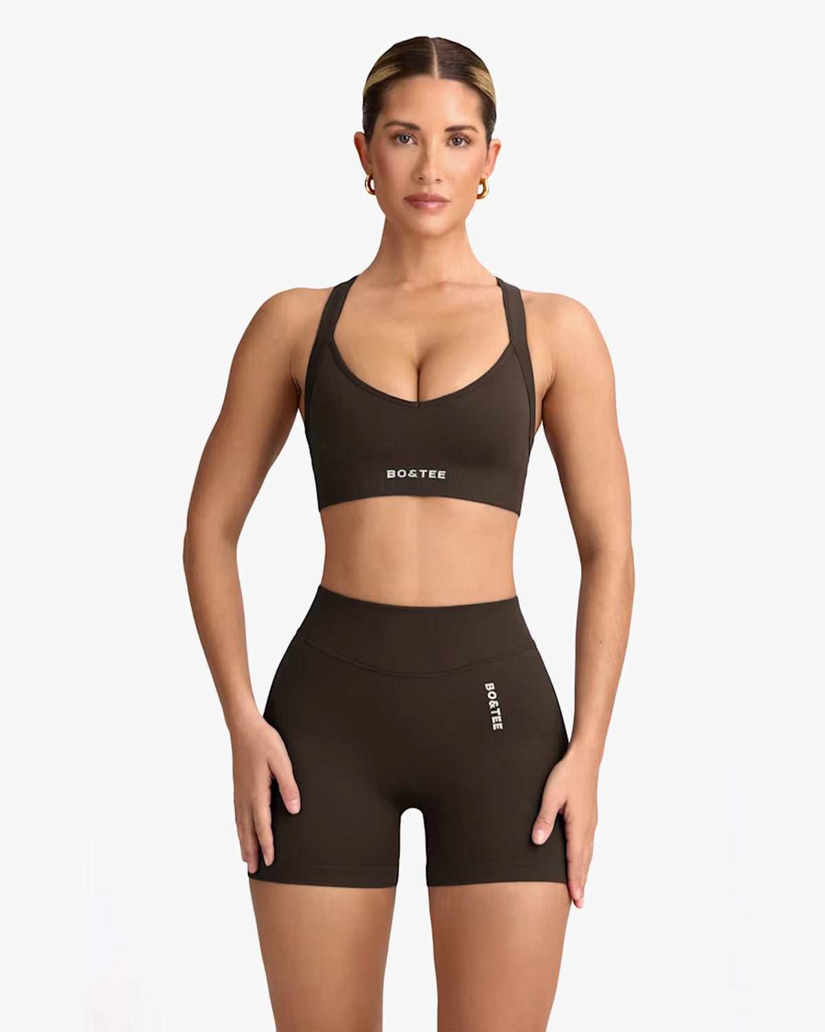 BO&TEE SUPER SCULPT SEAMLESS MINI SHORTS BROWN