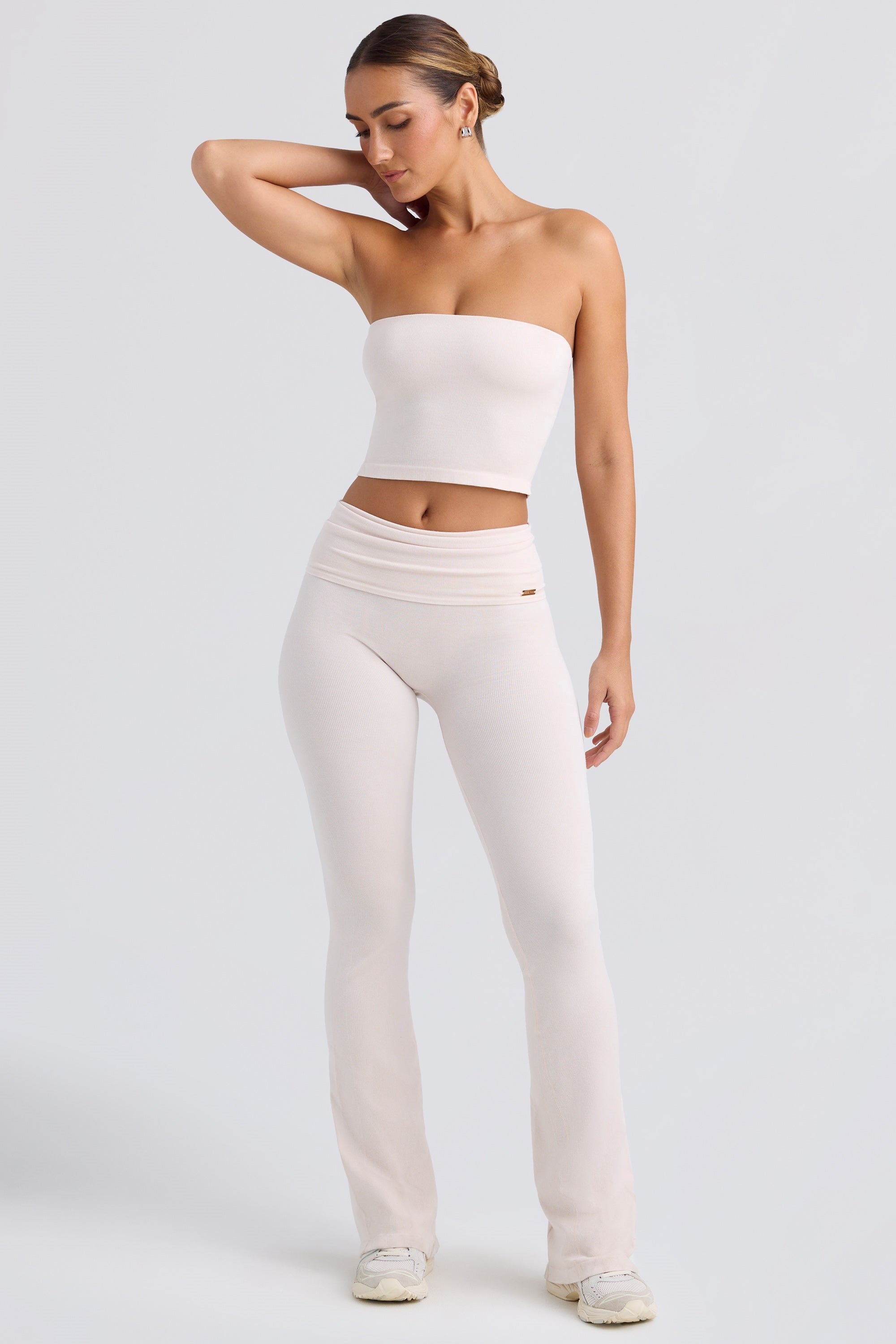 BO&TEE FOLDOVER FLARED TROUSERS WASHED CREAM