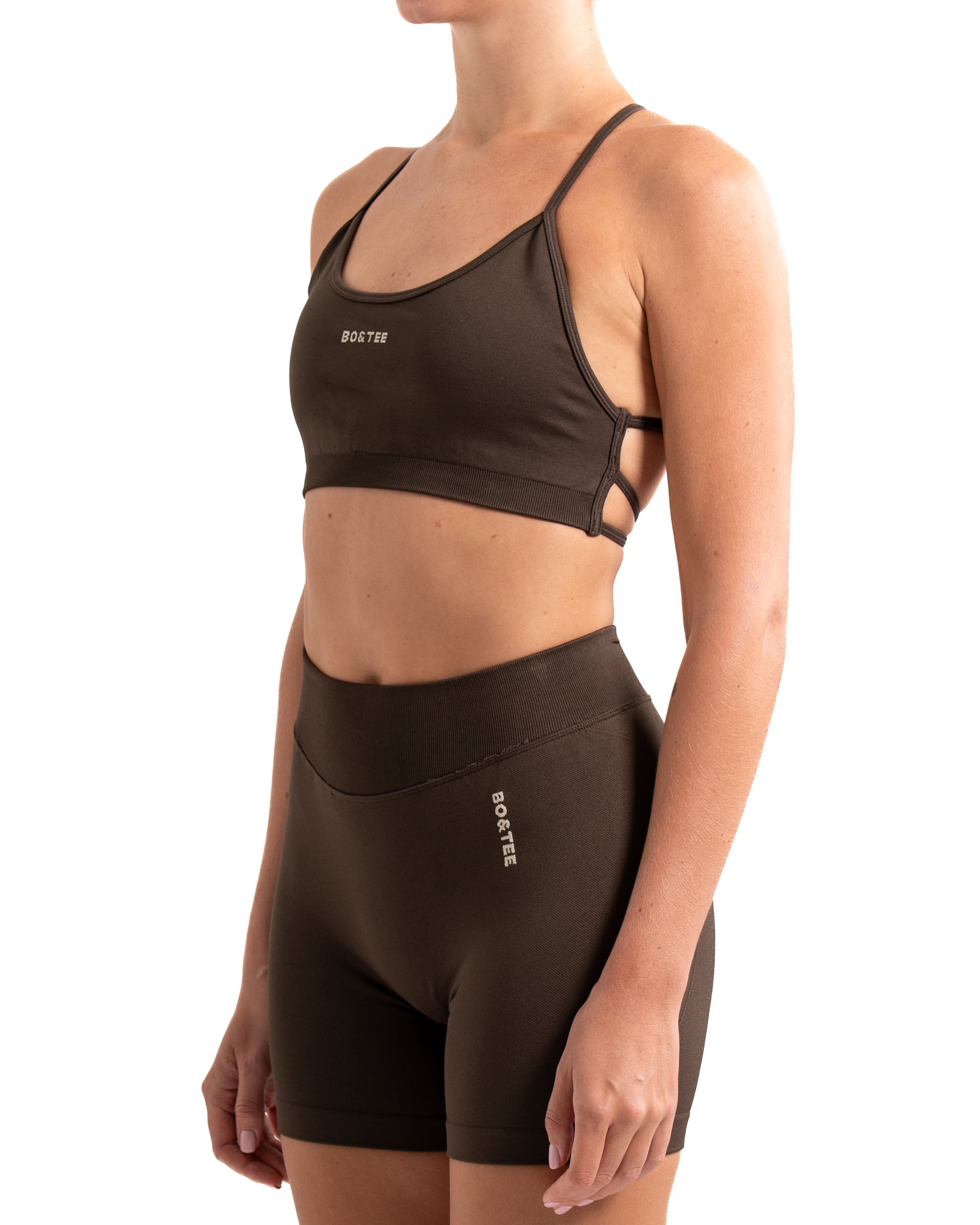BO&TEE SUPER SCULPT SEAMLESS MINI SHORTS BROWN