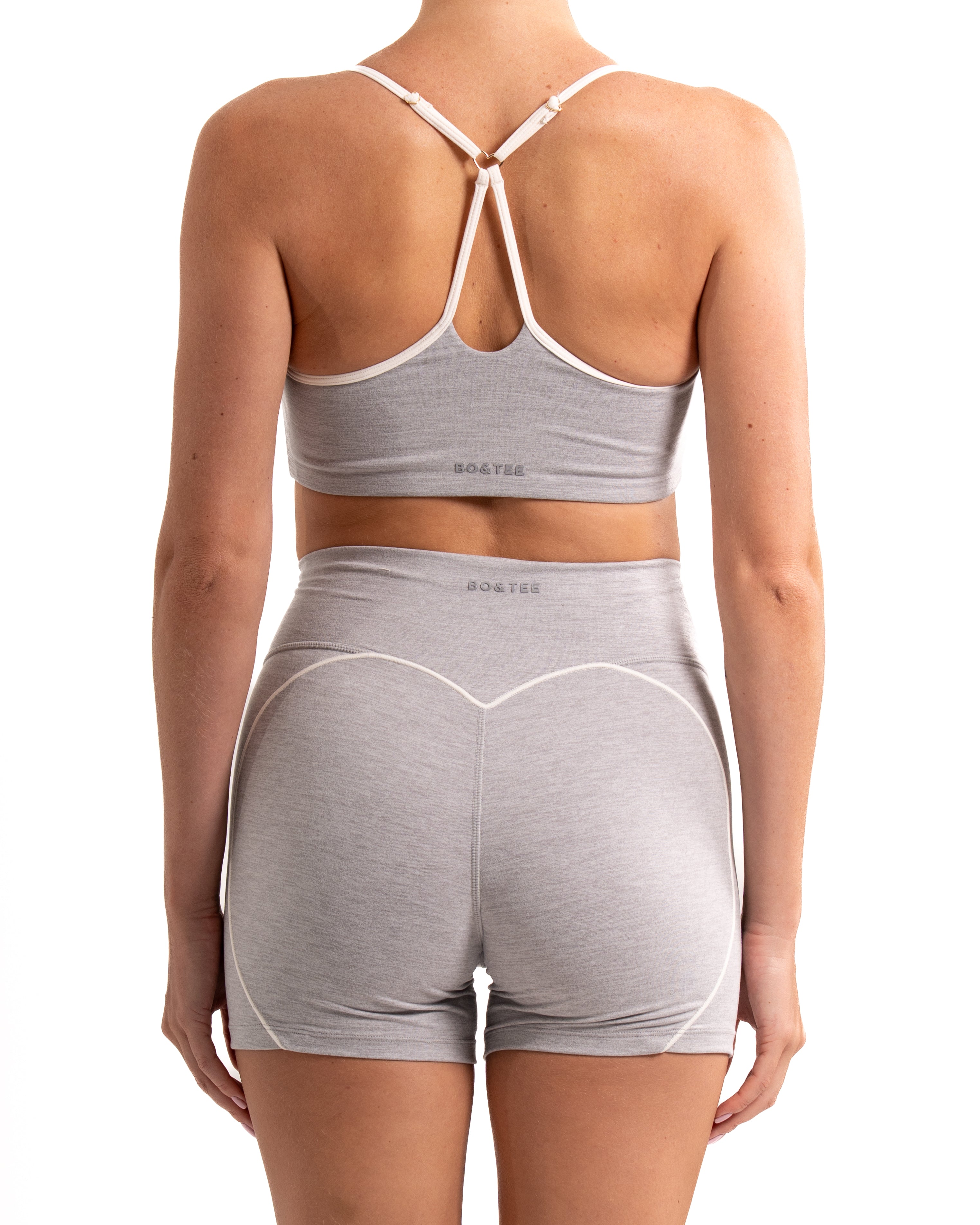 BO&TEE SOFT ACTIVE SWEETHEART-NECK SPORTS BRA 'WITH LOVE EDIT' GREY MARL