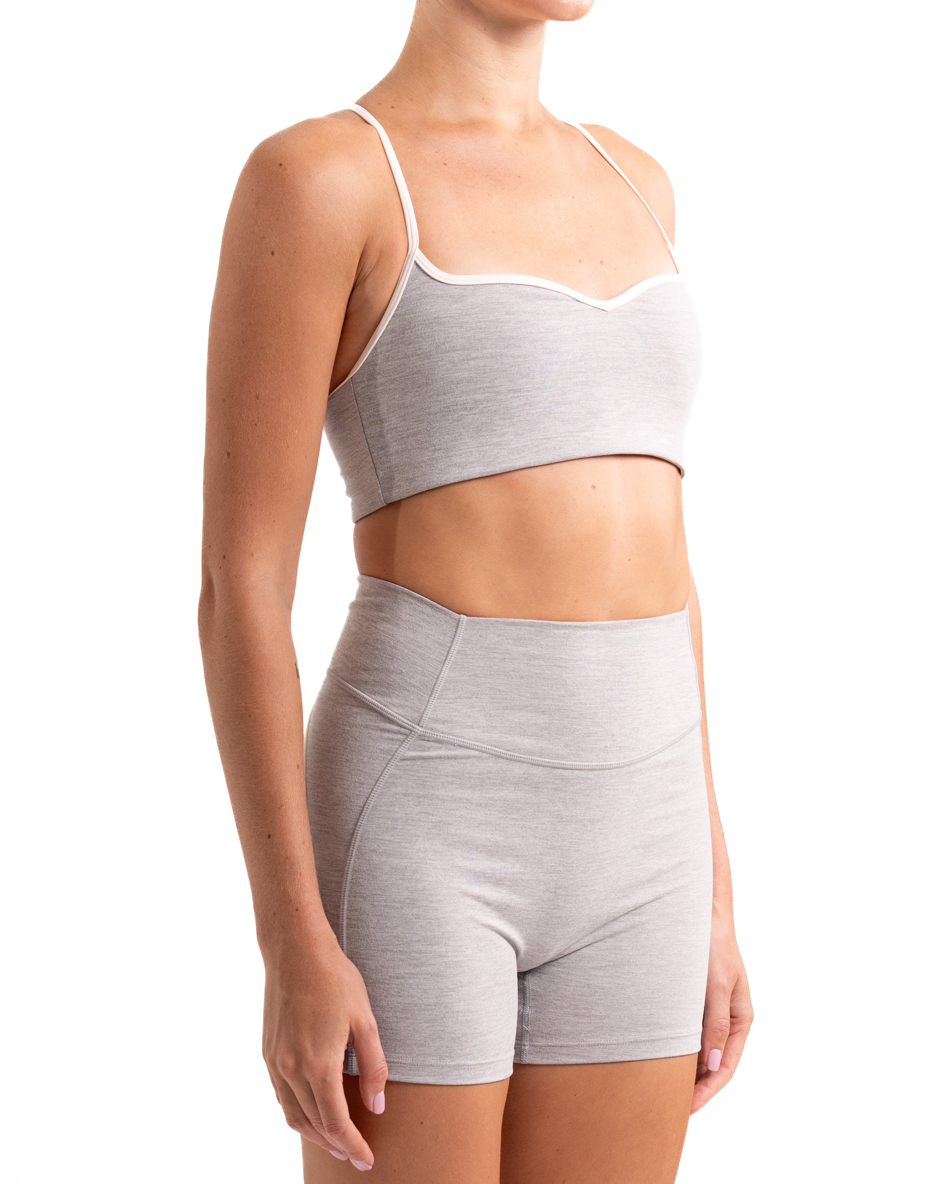 BO&TEE SOFT ACTIVE SWEETHEART-NECK SPORTS BRA 'WITH LOVE EDIT' GREY MARL